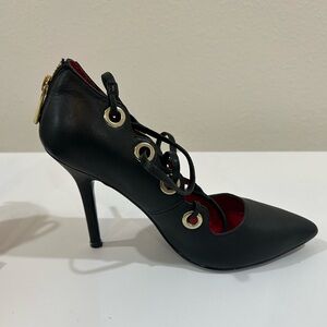 Charles Jourdan Paris leather corset style stiletto heels, size 6.5